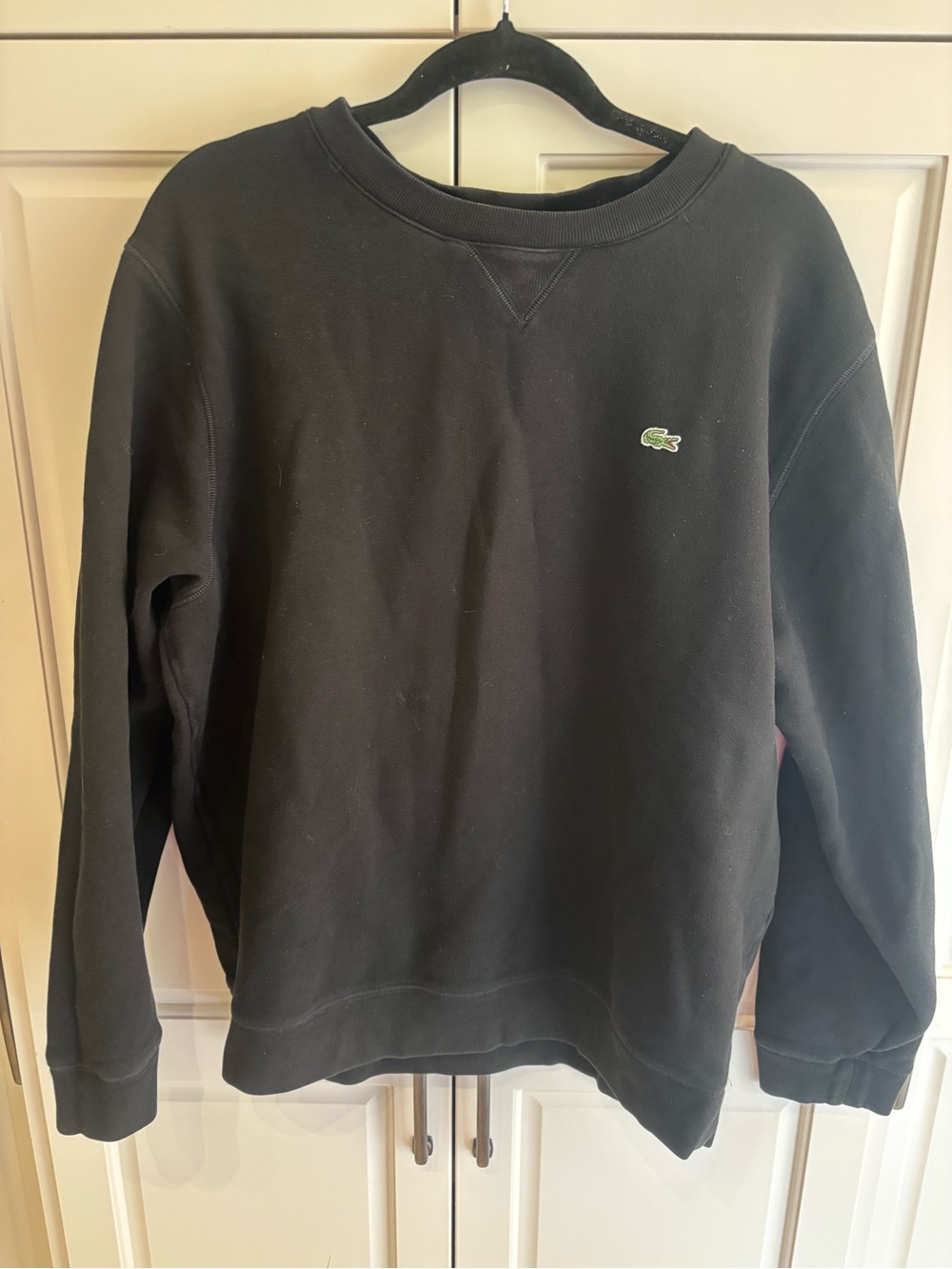 Lacoste SH2588 black crewneck sweatshirt men’s size 7 xxl embroidered crocodile